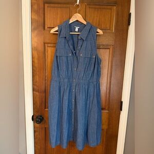 Ava & Viv Blue Denim Button-Down Midi Dress XXL